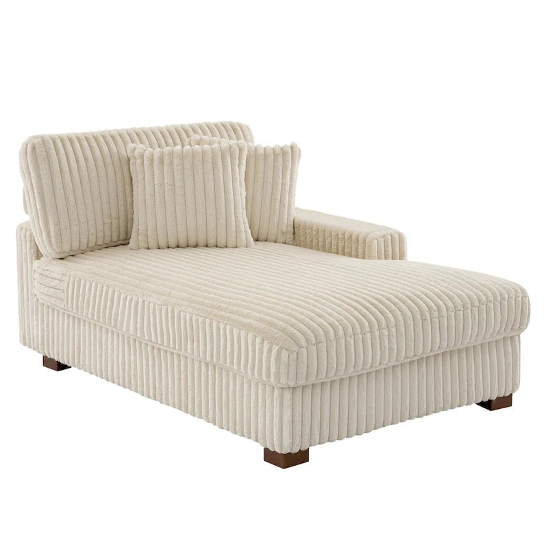 Chaise longue d'intérieur moderne en flanelle de coton avec oreillers