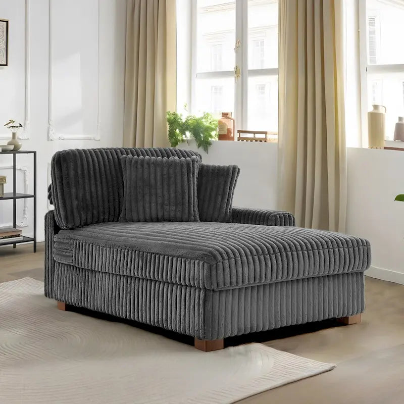 Chaise longue d'intérieur moderne en flanelle de coton avec oreillers