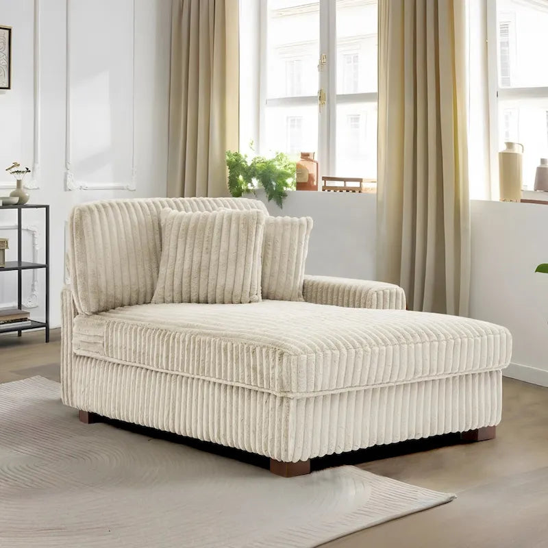 Chaise longue d'intérieur moderne en flanelle de coton avec oreillers