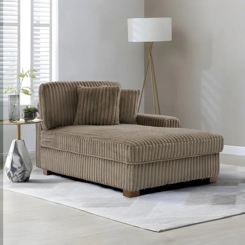 Chaise longue d'intérieur moderne en flanelle de coton avec oreillers