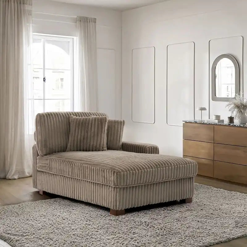 Chaise longue d'intérieur moderne en flanelle de coton avec oreillers