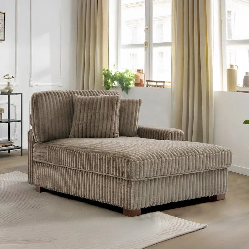 Chaise longue d'intérieur moderne en flanelle de coton avec oreillers