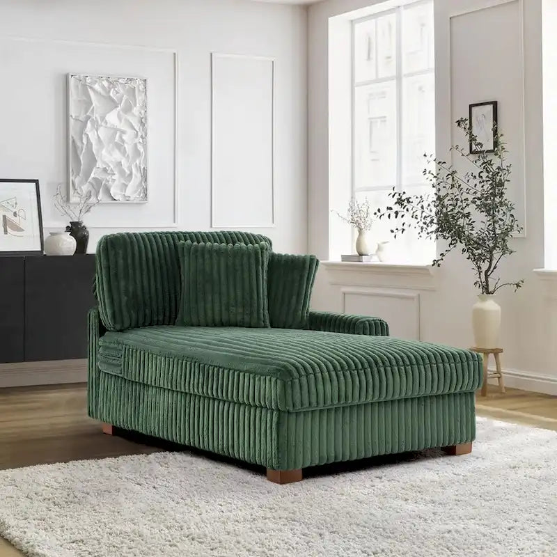 Chaise longue d'intérieur moderne en flanelle de coton avec oreillers