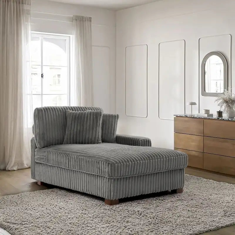 Chaise longue d'intérieur moderne en flanelle de coton avec oreillers