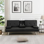 Canapé convertible avec accoudoirs et pieds en acier inoxydable - 31.70 x 66.10 x 28.30