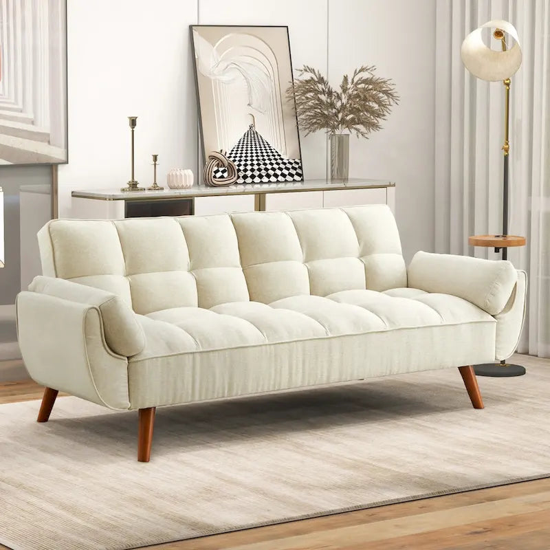 Canapé-Lit Futon 75.39 POUCES, Canapé-Lit Convertible Rembourré avec Dossier Inclinable Tufté et Divisé