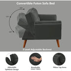 Canapé-Lit Futon 75.39 POUCES, Canapé-Lit Convertible Rembourré avec Dossier Inclinable Tufté et Divisé