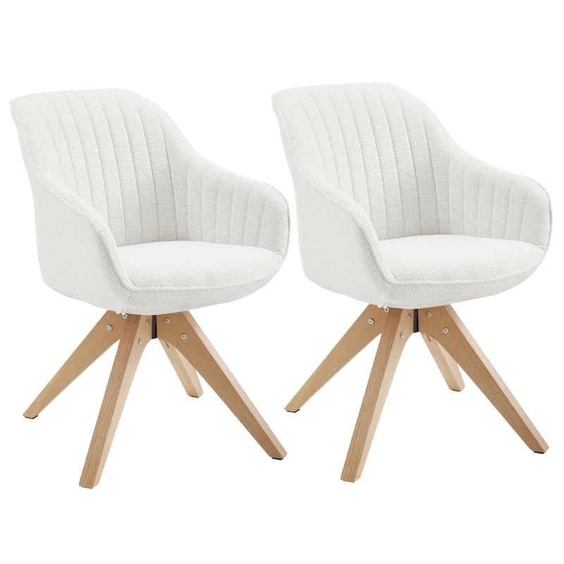 Lot de 2 chaises de salle à manger pivotantes du milieu du siècle avec pieds en bois