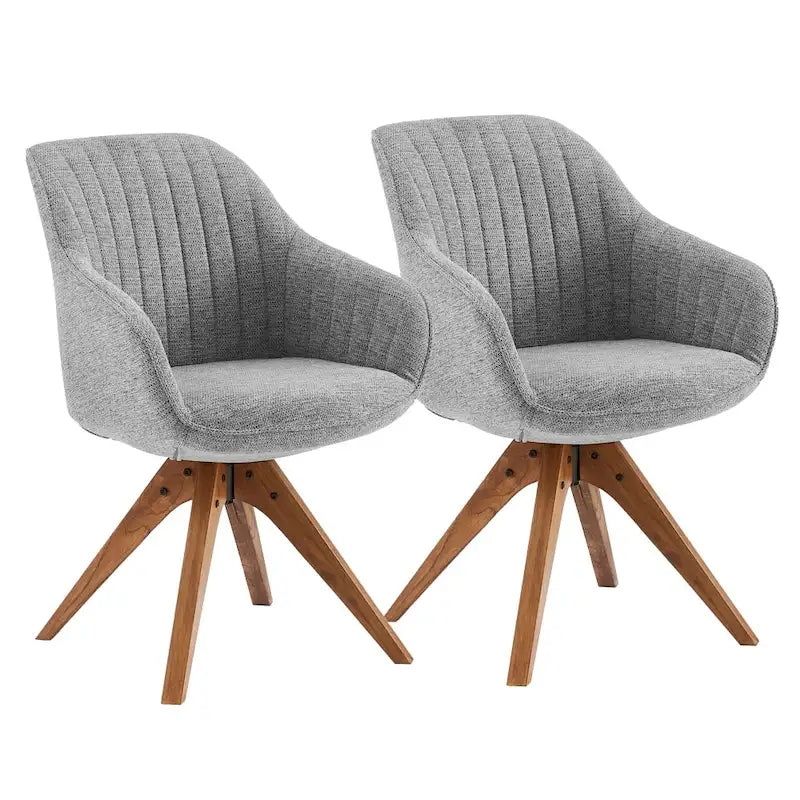 Lot de 2 chaises de salle à manger pivotantes du milieu du siècle avec pieds en bois