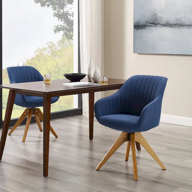 Lot de 2 chaises de salle à manger pivotantes du milieu du siècle avec pieds en bois