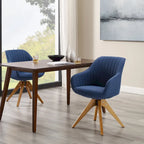 Lot de 2 chaises de salle à manger pivotantes du milieu du siècle avec pieds en bois