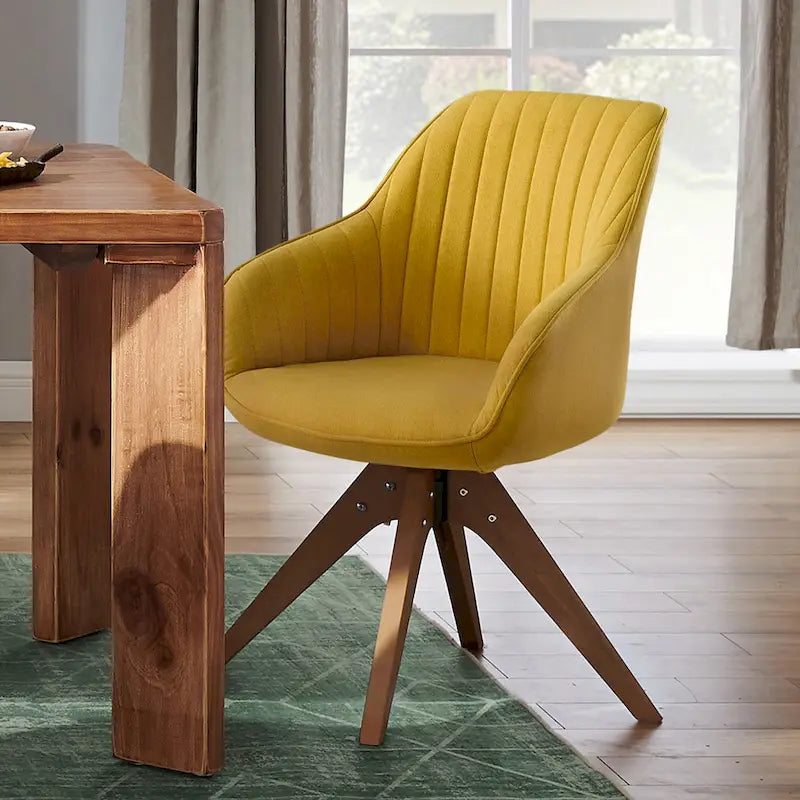 Lot de 2 chaises de salle à manger pivotantes du milieu du siècle avec pieds en bois