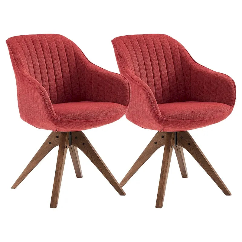 Lot de 2 chaises de salle à manger pivotantes du milieu du siècle avec pieds en bois