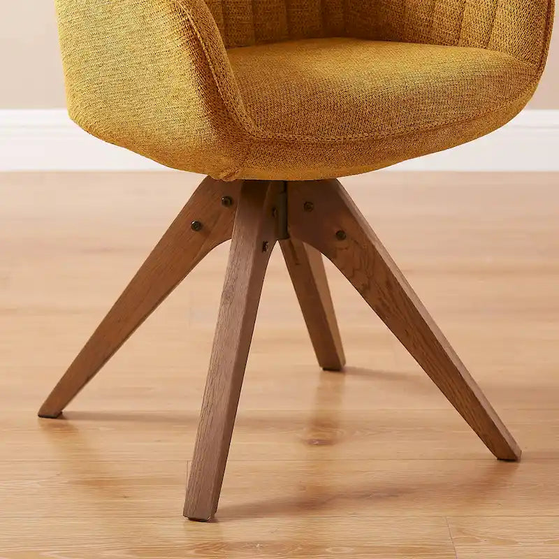 Lot de 2 chaises de salle à manger pivotantes du milieu du siècle avec pieds en bois