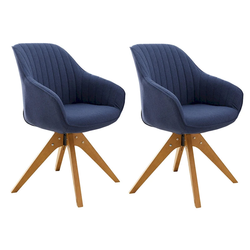 Lot de 2 chaises de salle à manger pivotantes du milieu du siècle avec pieds en bois
