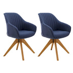 Lot de 2 chaises de salle à manger pivotantes du milieu du siècle avec pieds en bois