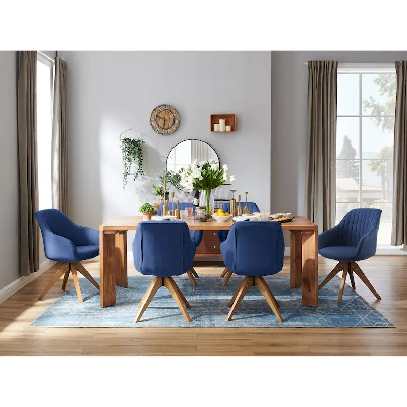 Lot de 2 chaises de salle à manger pivotantes du milieu du siècle avec pieds en bois
