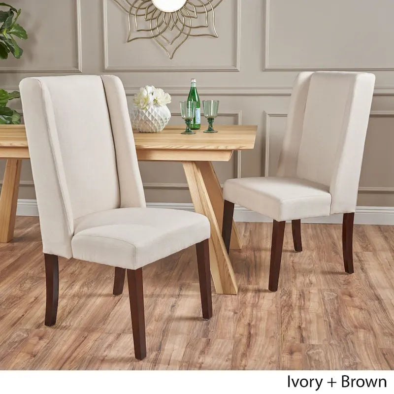 Chaise de salle à manger contemporaine en tissu à dossier haut (lot de 2)