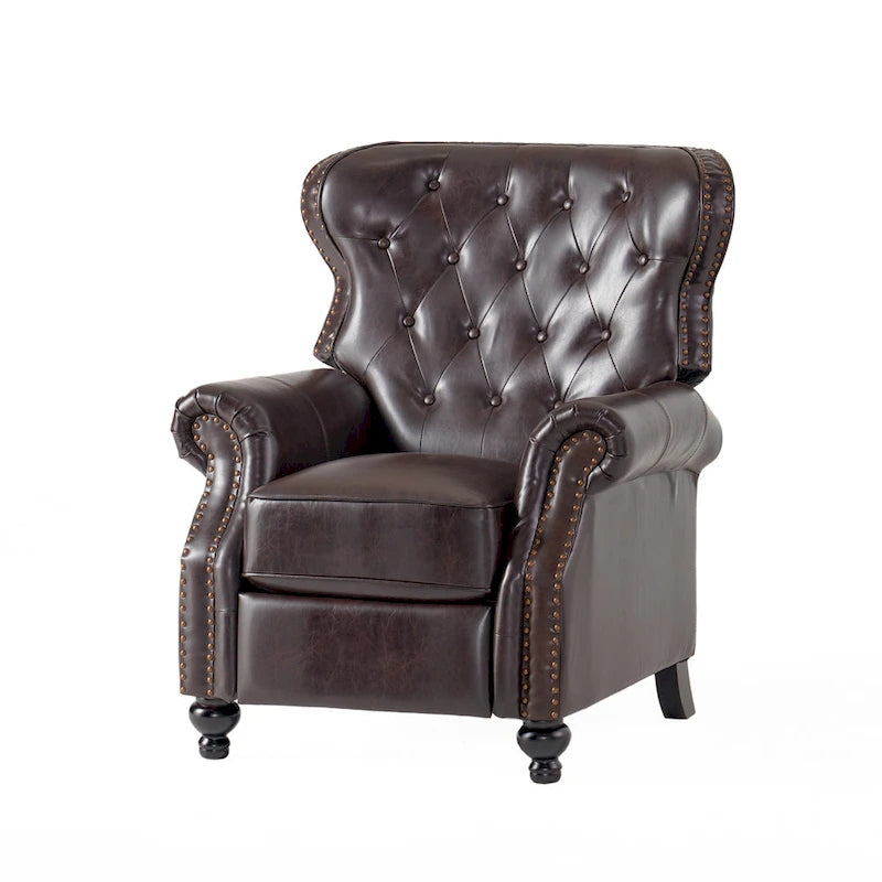 Fauteuil inclinable capitonné contemporain avec garniture cloutée