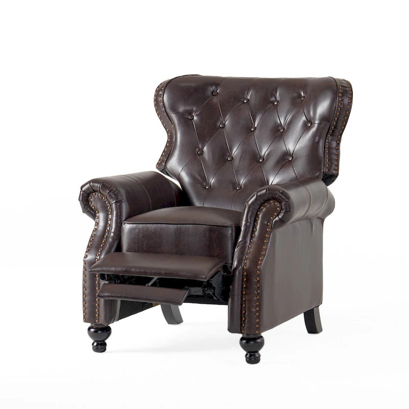 Fauteuil inclinable capitonné contemporain avec garniture cloutée