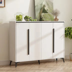 Meuble à chaussures d'entrée blanc 4 portes avec étagère réglable