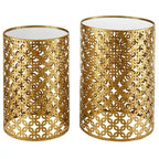 Ensemble de deux tables gigognes rondes dorées