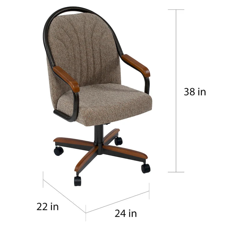 Chaise de salle à manger pivotante et inclinable Casual Dining Barell à roulettes - 38Hx24Wx22D