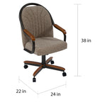Chaise de salle à manger pivotante et inclinable Casual Dining Barell à roulettes - 38Hx24Wx22D