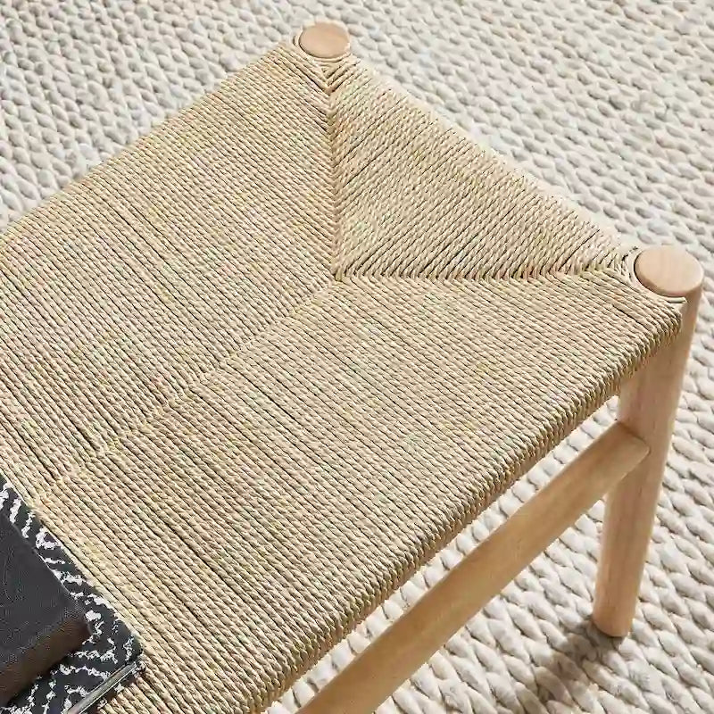 Banc en bois massif Giethoorn avec corde tressée