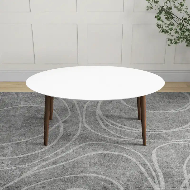 Table de salle à manger ovale moderne du milieu du siècle en bois massif blanc - 170 cm