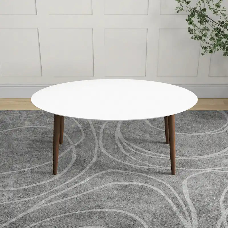 Table de salle à manger ovale moderne du milieu du siècle en bois massif blanc - 170 cm