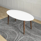 Table de salle à manger ovale moderne du milieu du siècle en bois massif blanc - 170 cm
