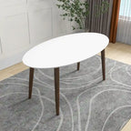 Table de salle à manger ovale moderne du milieu du siècle en bois massif blanc - 170 cm