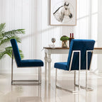 Lot de 2 chaises de salle à manger en velours, bleu marine