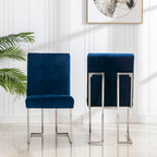 Lot de 2 chaises de salle à manger en velours, bleu marine