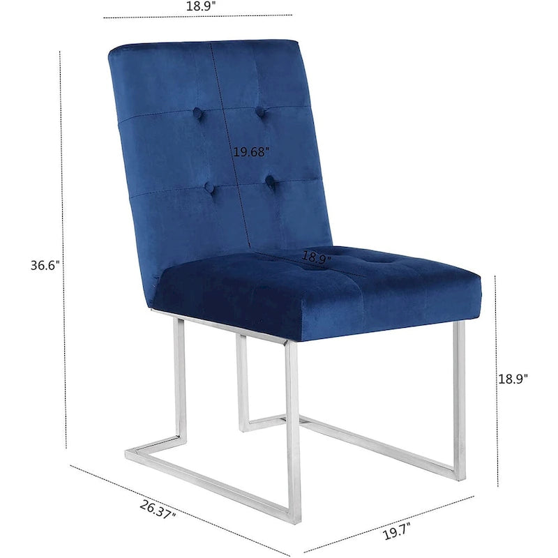 Lot de 2 chaises de salle à manger en velours, bleu marine