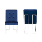 Lot de 2 chaises de salle à manger en velours, bleu marine
