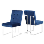 Lot de 2 chaises de salle à manger en velours, bleu marine