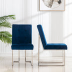 Lot de 2 chaises de salle à manger en velours, bleu marine