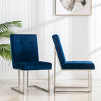 Lot de 2 chaises de salle à manger en velours, bleu marine