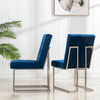 Lot de 2 chaises de salle à manger en velours, bleu marine