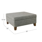 Pouf de rangement de luxe carré de 32 pouces