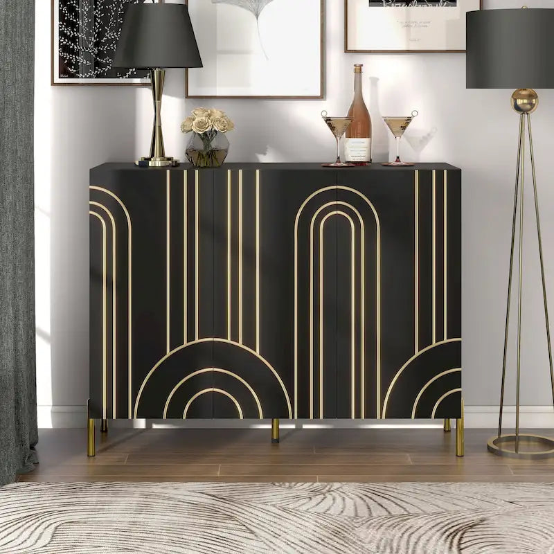 Buffet de salle à manger moderne à 4 étagères réglables avec armoire de rangement