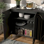 Buffet de salle à manger moderne à 4 étagères réglables avec armoire de rangement