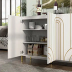 Buffet de salle à manger moderne à 4 étagères réglables avec armoire de rangement