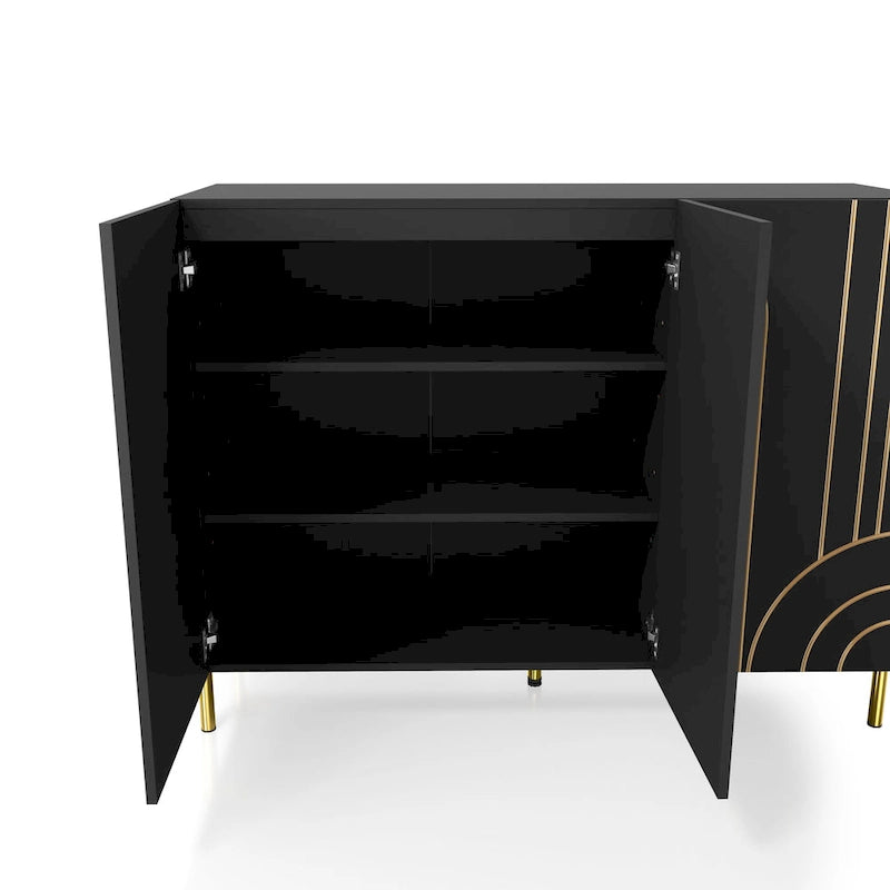 Buffet de salle à manger moderne à 4 étagères réglables avec armoire de rangement