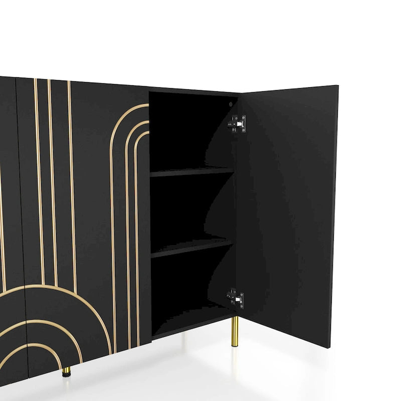 Buffet de salle à manger moderne à 4 étagères réglables avec armoire de rangement