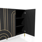 Buffet de salle à manger moderne à 4 étagères réglables avec armoire de rangement