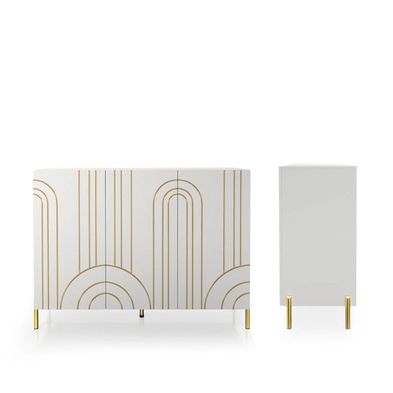 Buffet de salle à manger moderne à 4 étagères réglables avec armoire de rangement