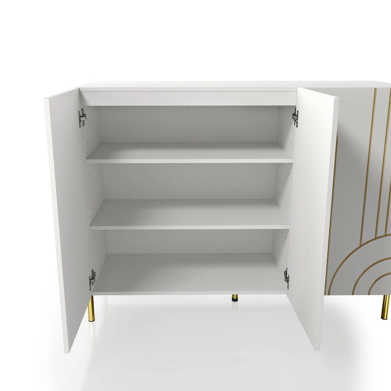 Buffet de salle à manger moderne à 4 étagères réglables avec armoire de rangement
